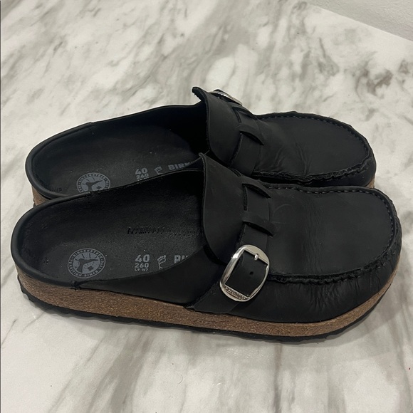 Birkenstock Black Leather Buckley Clogs Sz. 40 - Picture 4 of 5